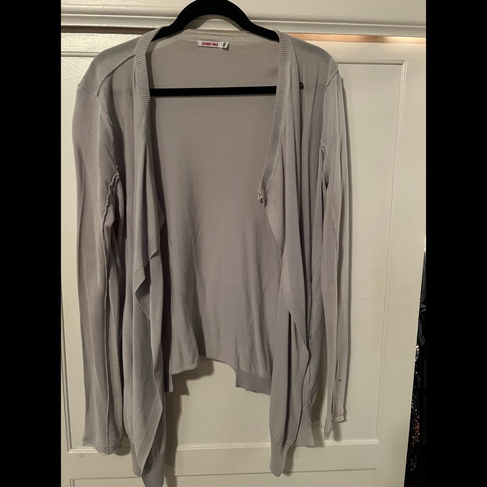 JOHNNY WAS Light Gray Women's Asymmetrical Cardigan -Size XS
